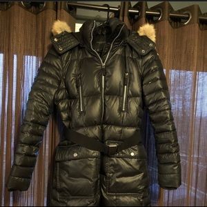ANDREW MARC DOWN COAT BELTED REAL COYOTE FUR